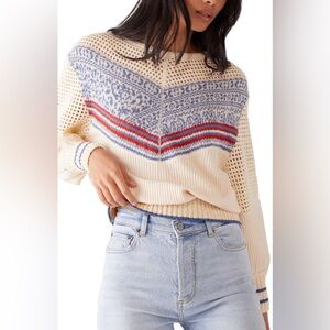 Free People Geo Party Pullover in Ivory